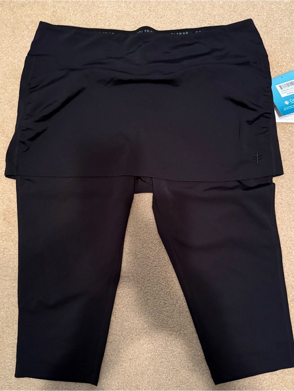 NWT Coolibar XL Black Women’s Shoreline Skirted Swim Capri - SPF 50+